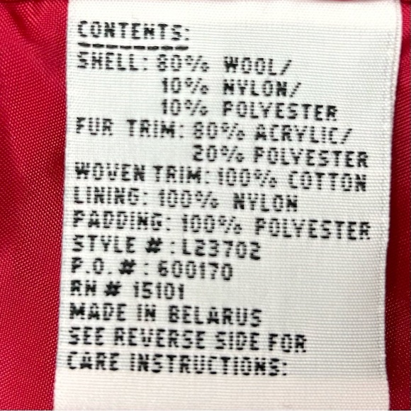 London Fog Red Wool Blend Coat with Black Velvet Trim Embroidered Details 3T - Picture 10 of 16